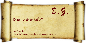 Dux Zdenkó névjegykártya